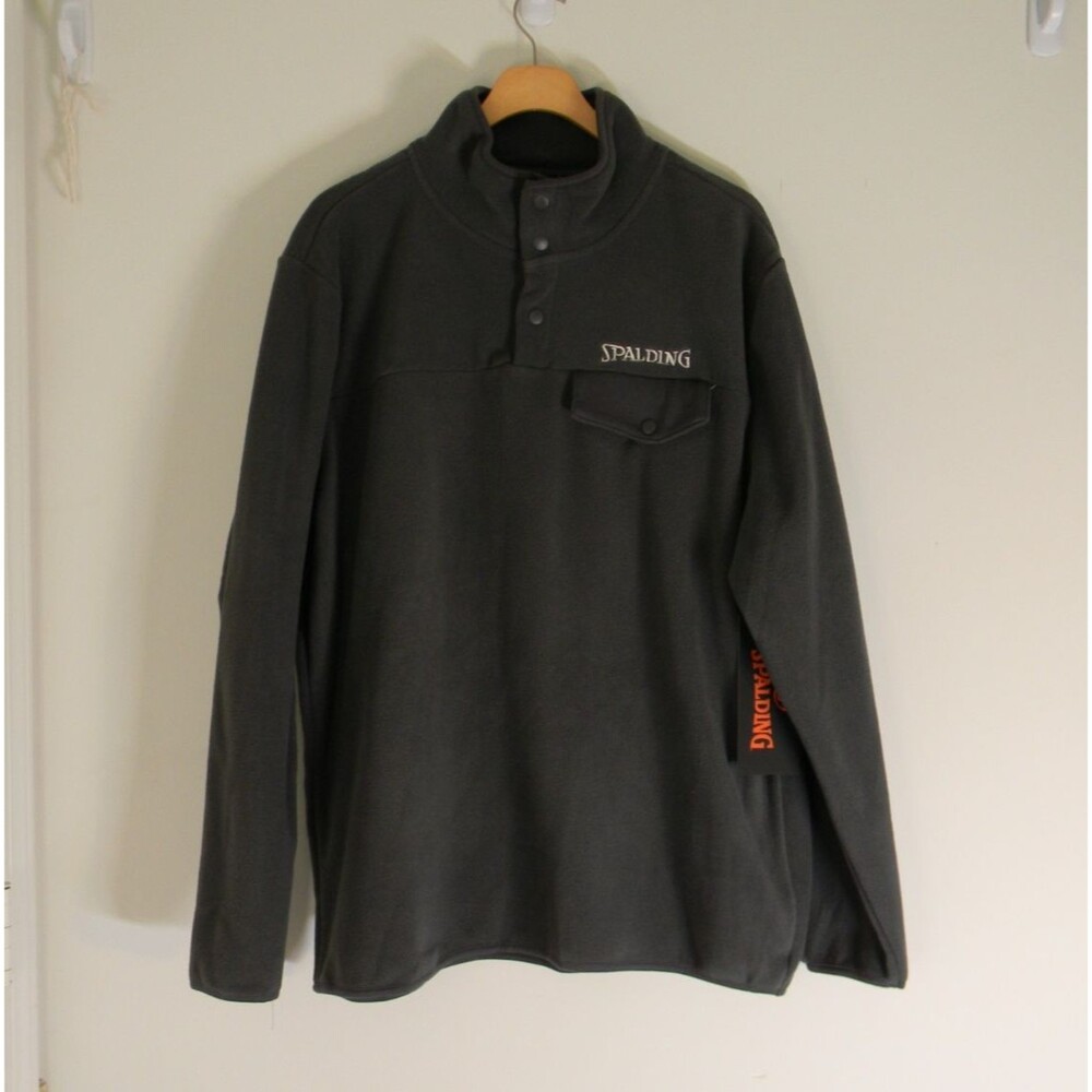 Spalding Pull-over Gray Fleece Long Sleeve Front Pocket Size Large NWT